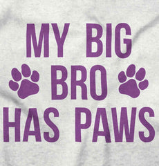 Big Bro Has Paws Baby Ruffled Trim Romper-Direct To Garment Print-Brisco Baby