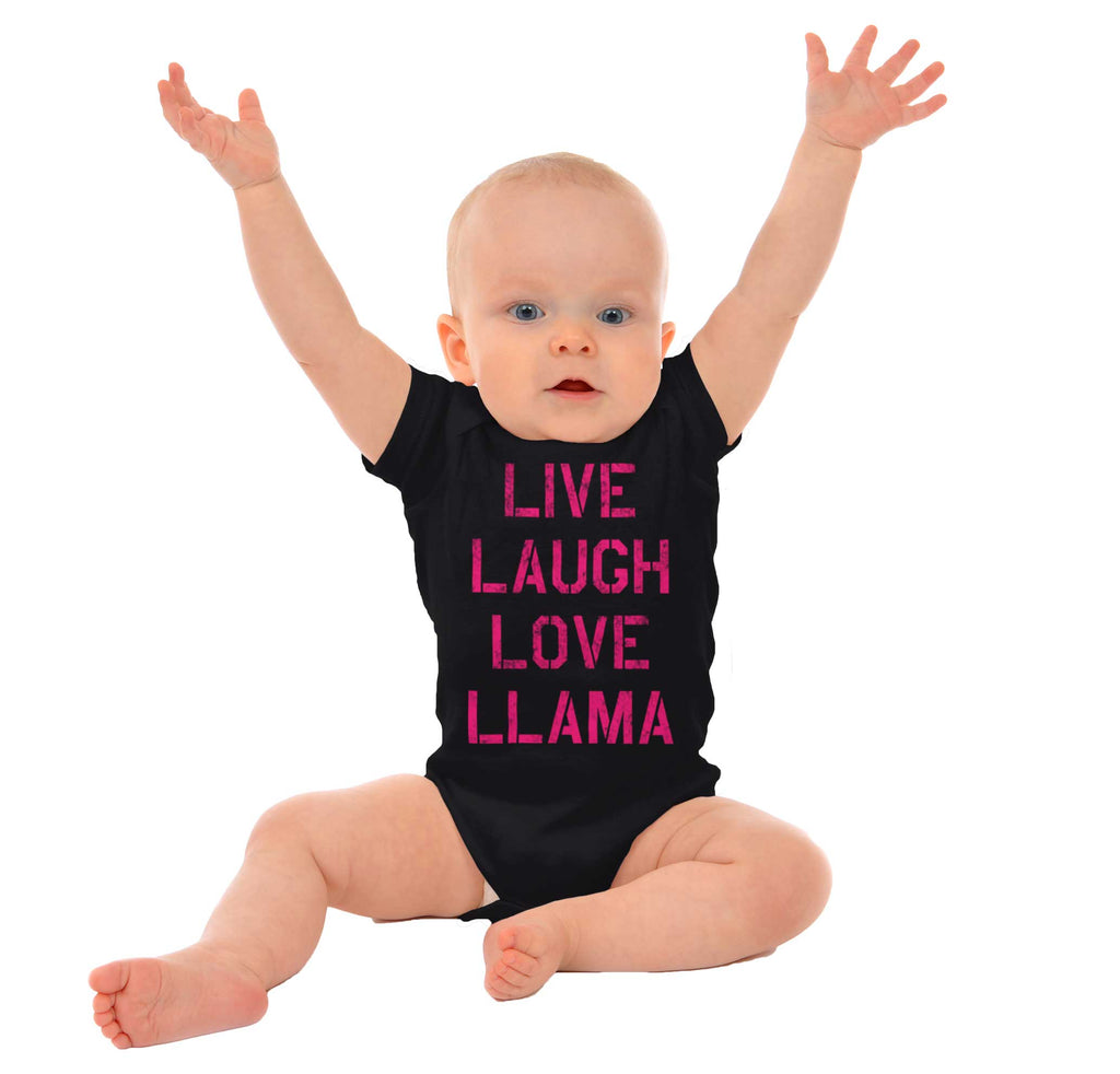 Live Laugh Llama Romper Bodysuit-Direct To Garment Print-Brisco Baby