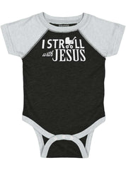 Stroll With Jesus Raglan Romper Bodysuit-Direct To Garment Print-Brisco Baby
