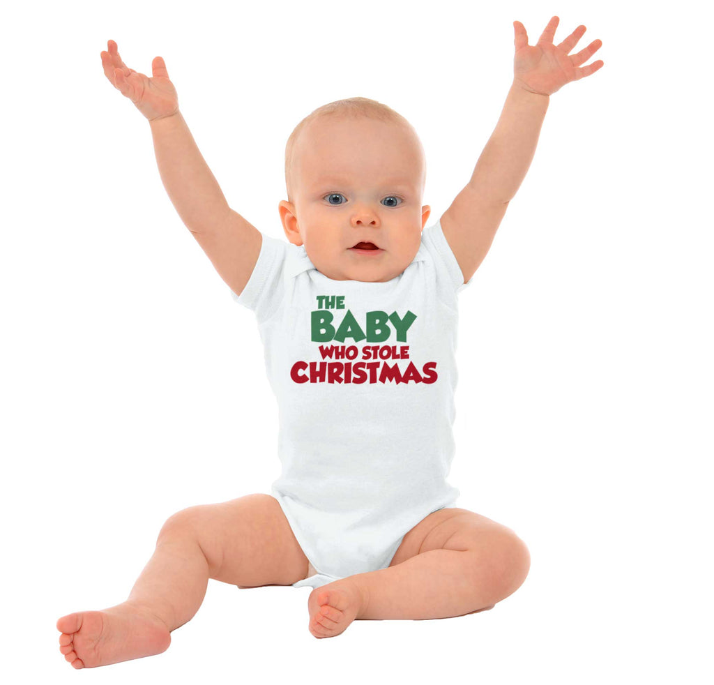 Baby Who Stole Christmas Romper Bodysuit-Direct To Garment Print-Brisco Baby
