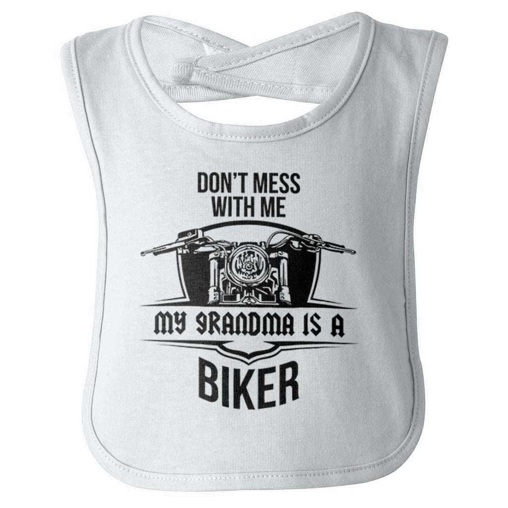 Biker Grandma Infant Baby Bib-Direct To Garment Print-Brisco Baby