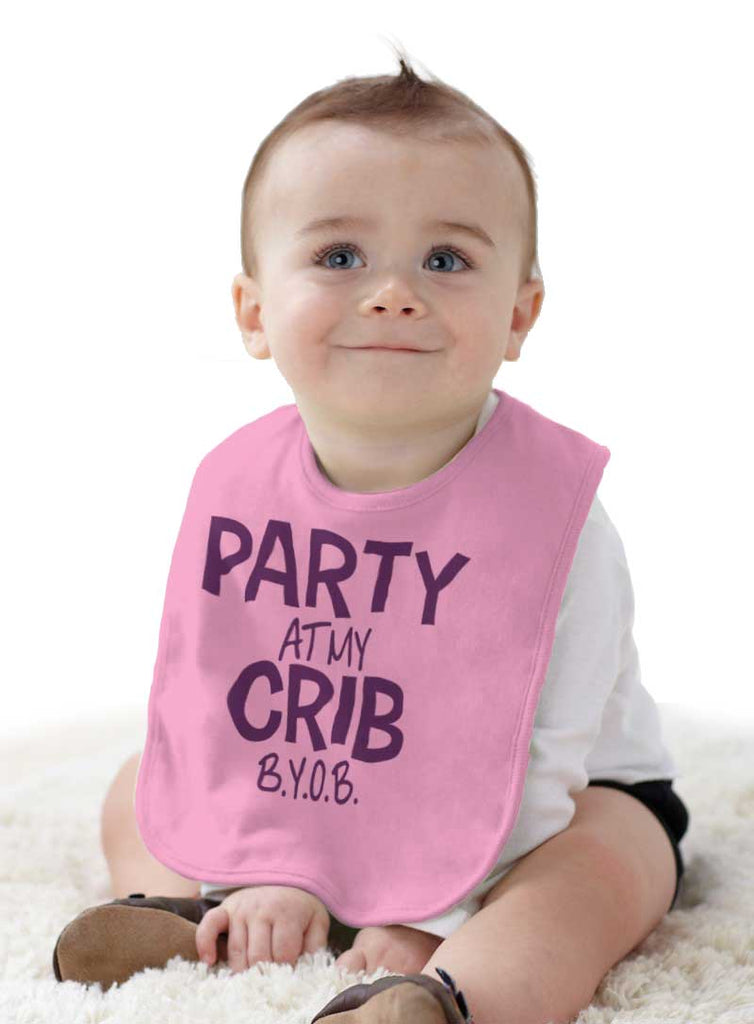 Party At My Crib Infant Baby Bib-Direct To Garment Print-Brisco Baby