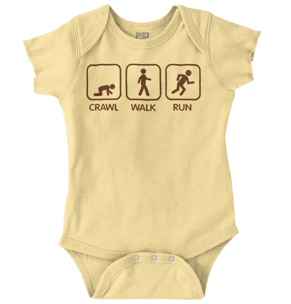 Crawl Walk Run Romper Bodysuit-Direct To Garment Print-Brisco Baby
