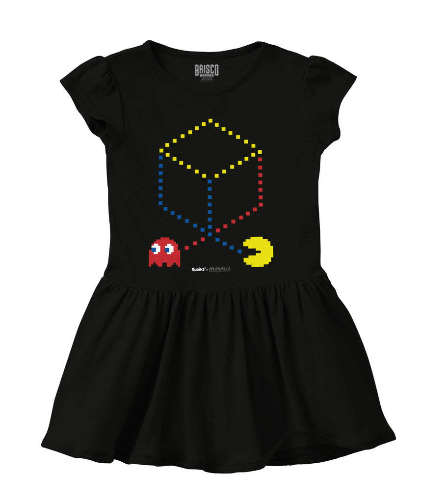 Pac-Man Cube Solid Baby Infant Dress-Direct To Garment Print-Brisco Baby