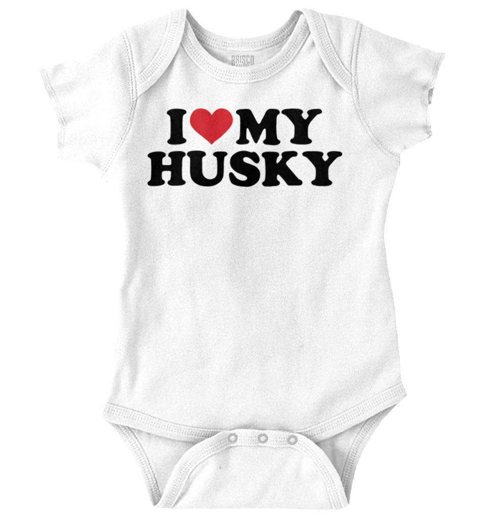I Love My Husky Romper Bodysuit-Direct To Garment Print-Brisco Baby