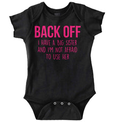 Big Sister And Not Afraid To Use Her Romper Bodysuit-Direct To Garment Print-Brisco Baby