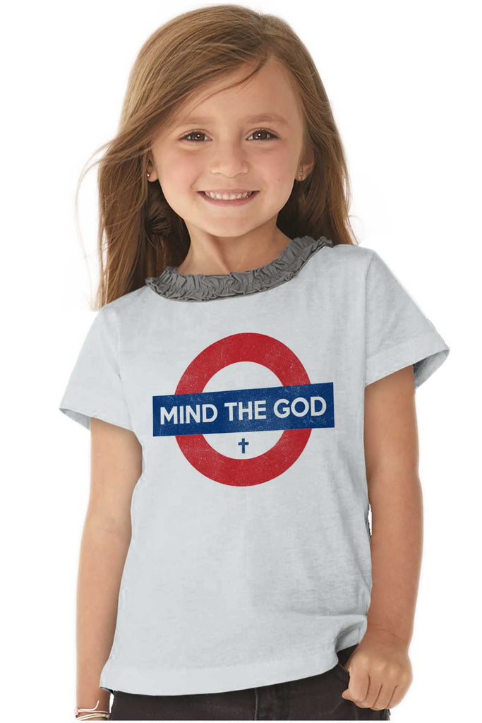 Mind The God Toddler Ruffled Trim T-Shirt-Direct To Garment Print-Brisco Baby