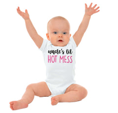 Uncle's Lil Hot Mess Romper Bodysuit-Direct To Garment Print-Brisco Baby