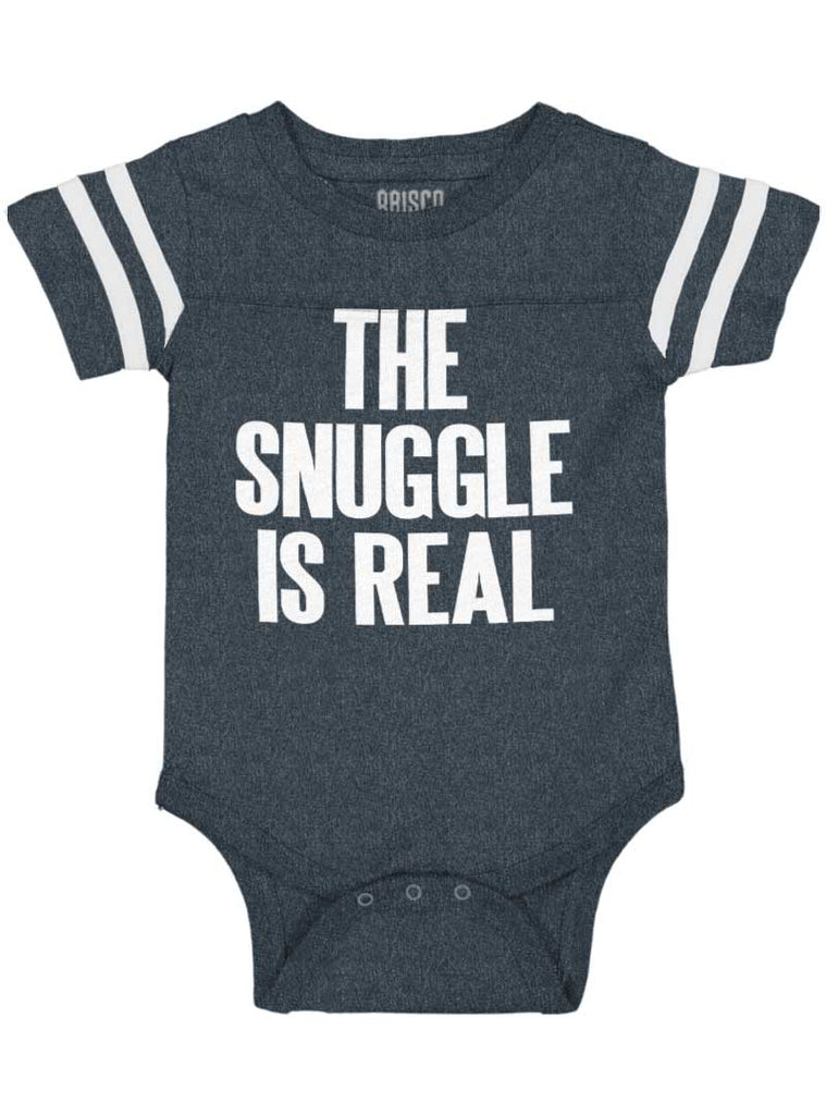 Snuggle Is Real Football Romper Bodysuit-Direct To Garment Print-Brisco Baby