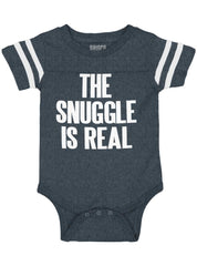 Snuggle Is Real Football Romper Bodysuit-Direct To Garment Print-Brisco Baby