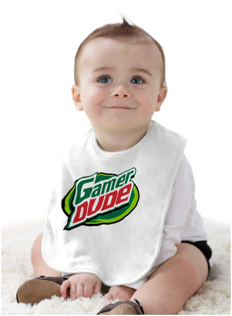 Gamer Dude Video Gaming Geek Infant Baby Bib-Direct To Garment Print-Brisco Baby