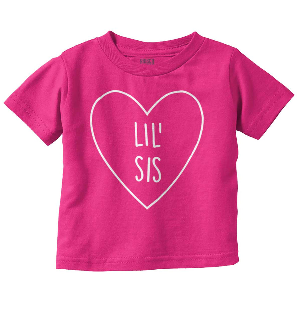 Lil' Sis Heart Infant Toddler T Shirt-Direct To Garment Print-Brisco Baby