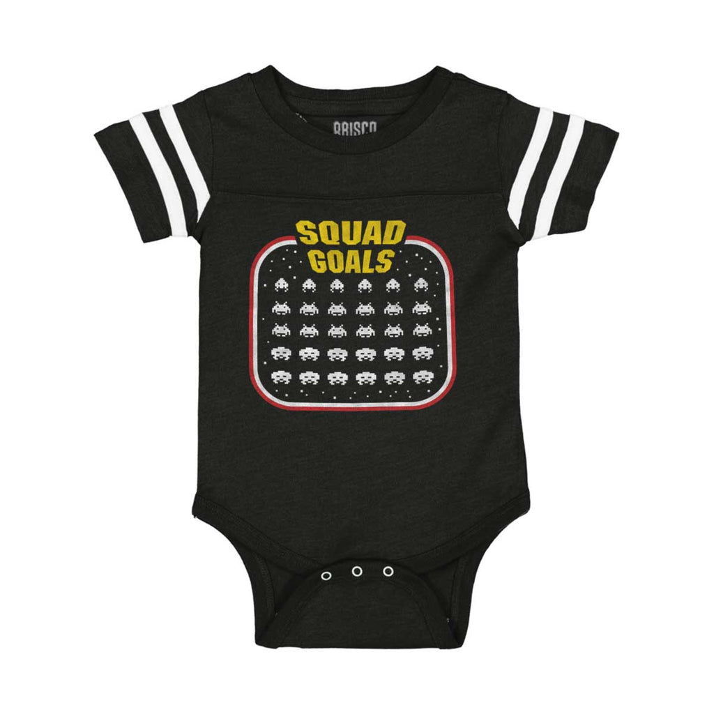 Squad Goals Video Gaming Nerd Football Romper Bodysuit-Direct To Garment Print-Brisco Baby