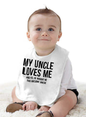Uncle Loves Me Bought Shirt Infant Baby Bib-Direct To Garment Print-Brisco Baby