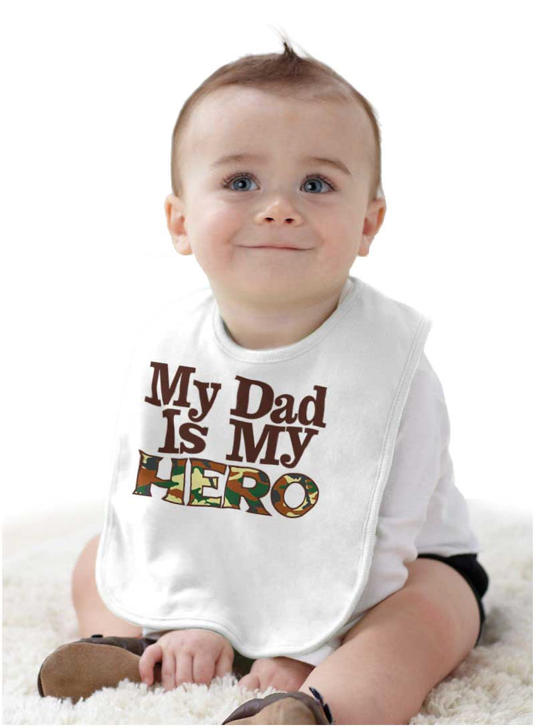 Dad Is My Hero Infant Baby Bib-Direct To Garment Print-Brisco Baby