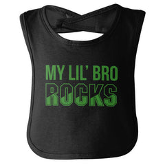My Lil' Bro Rocks Infant Baby Bib-Direct To Garment Print-Brisco Baby