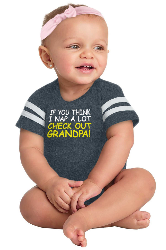 Check Out Grandpa Football Romper Bodysuit-Direct To Garment Print-Brisco Baby