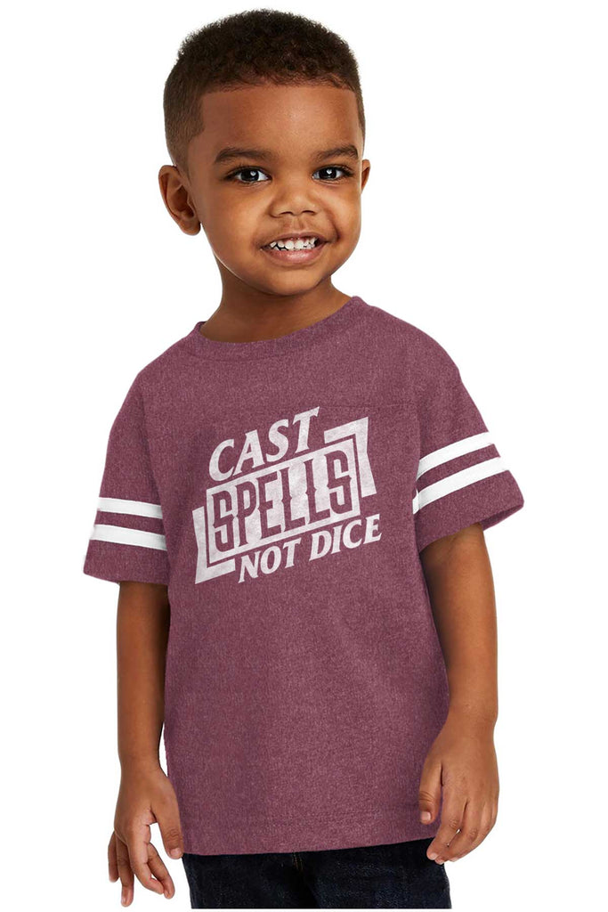 Cast Spells Not Dice Dungeons Toddler Football Jersey Tee-Direct To Garment Print-Brisco Baby