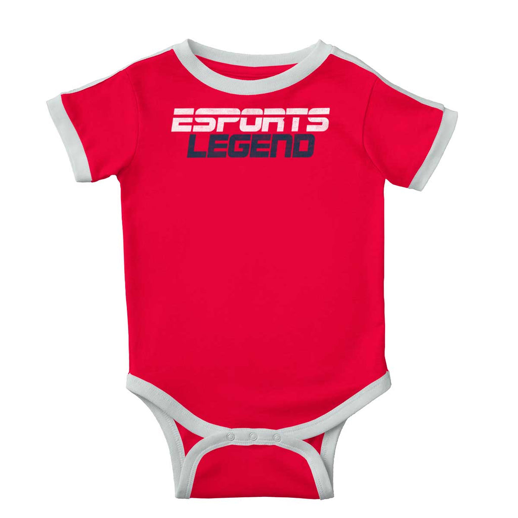 Sports Legend Professional Gamer Ringer Romper Bodysuit-Direct To Garment Print-Brisco Baby
