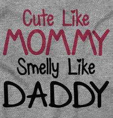 Cute Mommy Smelly Daddy Romper Bodysuit-Direct To Garment Print-Brisco Baby