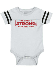 Fart Is Strong Football Romper Bodysuit-Direct To Garment Print-Brisco Baby