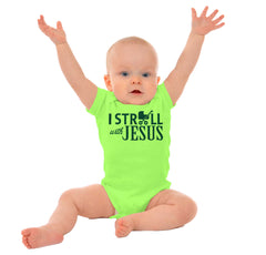 Stroll With Jesus Romper Bodysuit-Direct To Garment Print-Brisco Baby