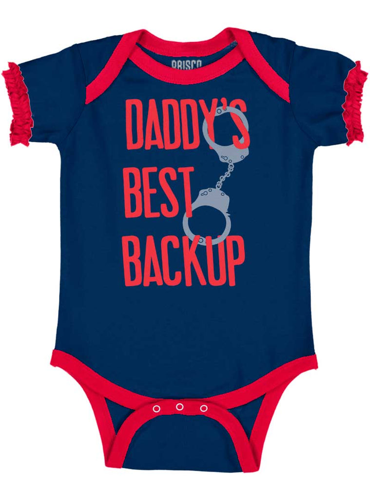 Daddy's Best Backup Baby Ruffled Trim Romper-Direct To Garment Print-Brisco Baby