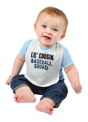 Lil Cousin Baseball Squad Infant Baby Bib-Direct To Garment Print-Brisco Baby