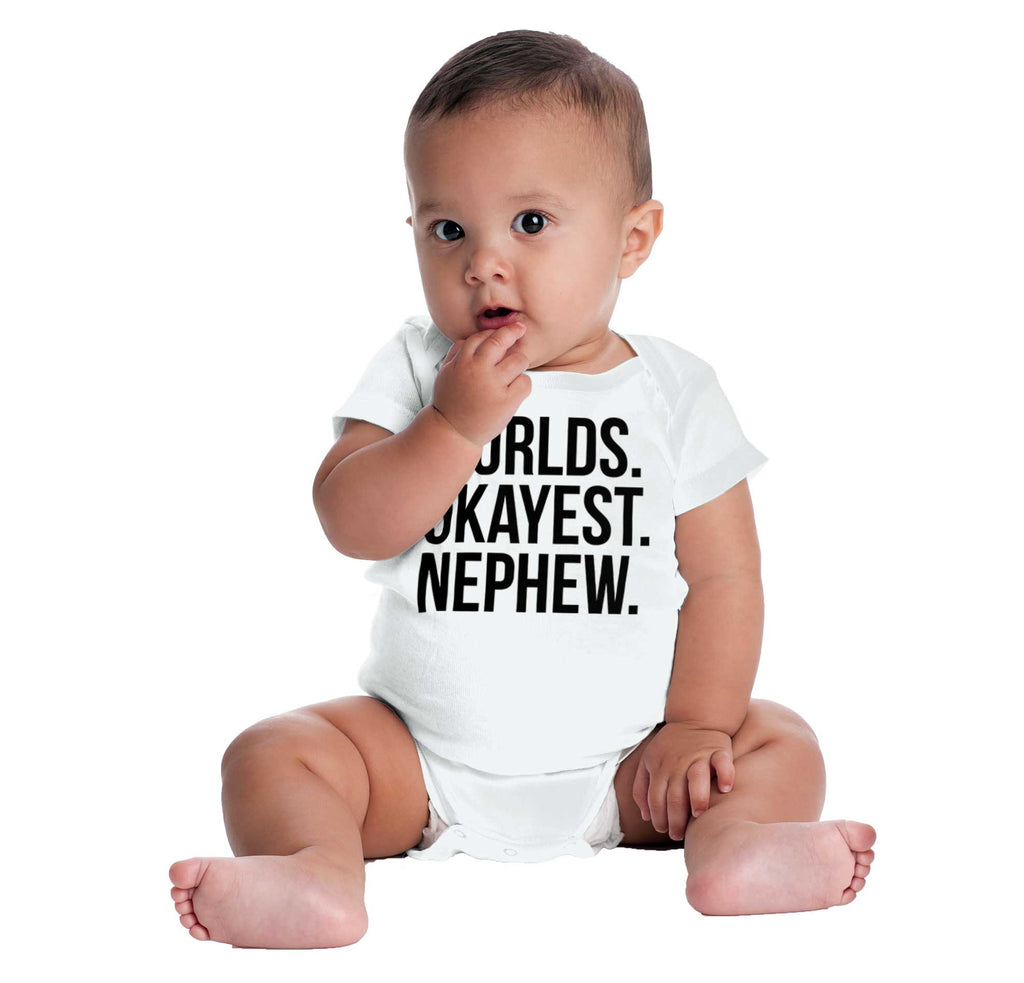 Worlds Okayest Nephew Romper Bodysuit-Direct To Garment Print-Brisco Baby