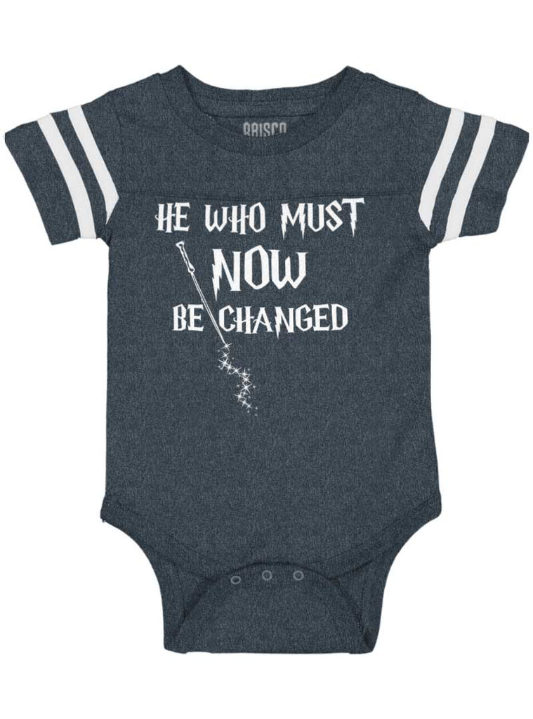 He Who Must Be Changed Football Romper Bodysuit-Direct To Garment Print-Brisco Baby