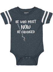 He Who Must Be Changed Football Romper Bodysuit-Direct To Garment Print-Brisco Baby