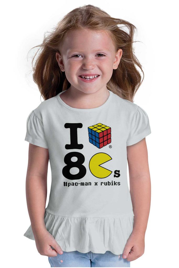 I Love The 80s Toddler Ruffle Bottom Tee-Direct To Garment Print-Brisco Baby