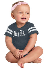 Hug Life Football Romper Bodysuit-Direct To Garment Print-Brisco Baby