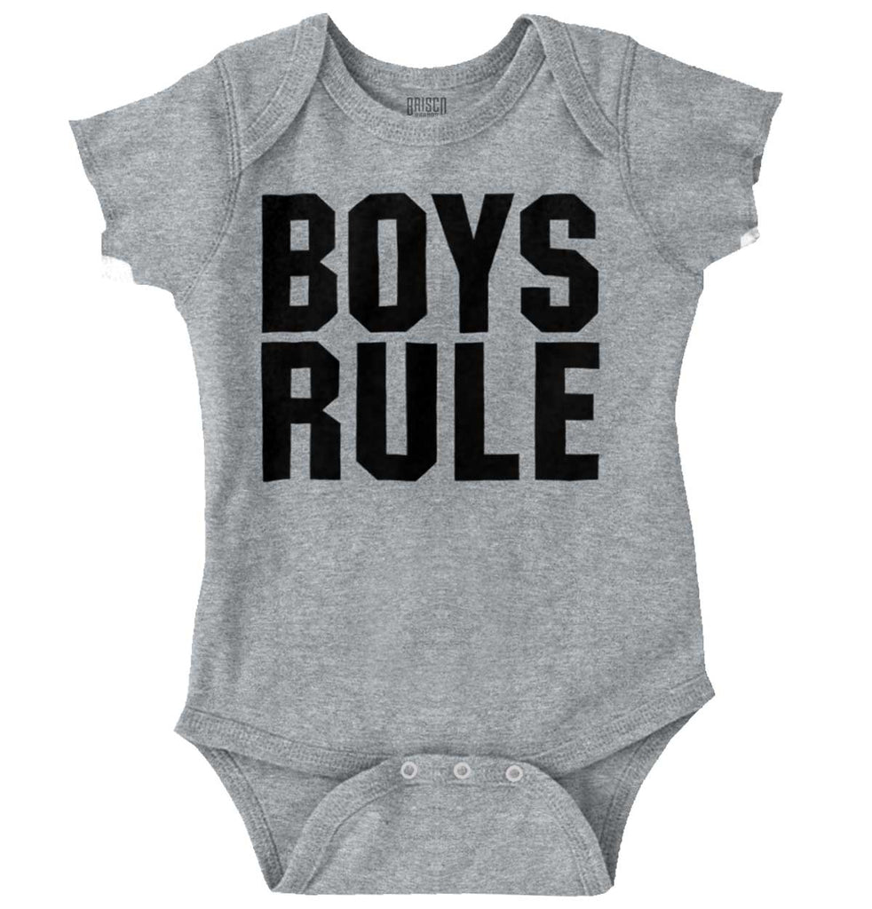 Boys Rule Romper Bodysuit-Direct To Garment Print-Brisco Baby