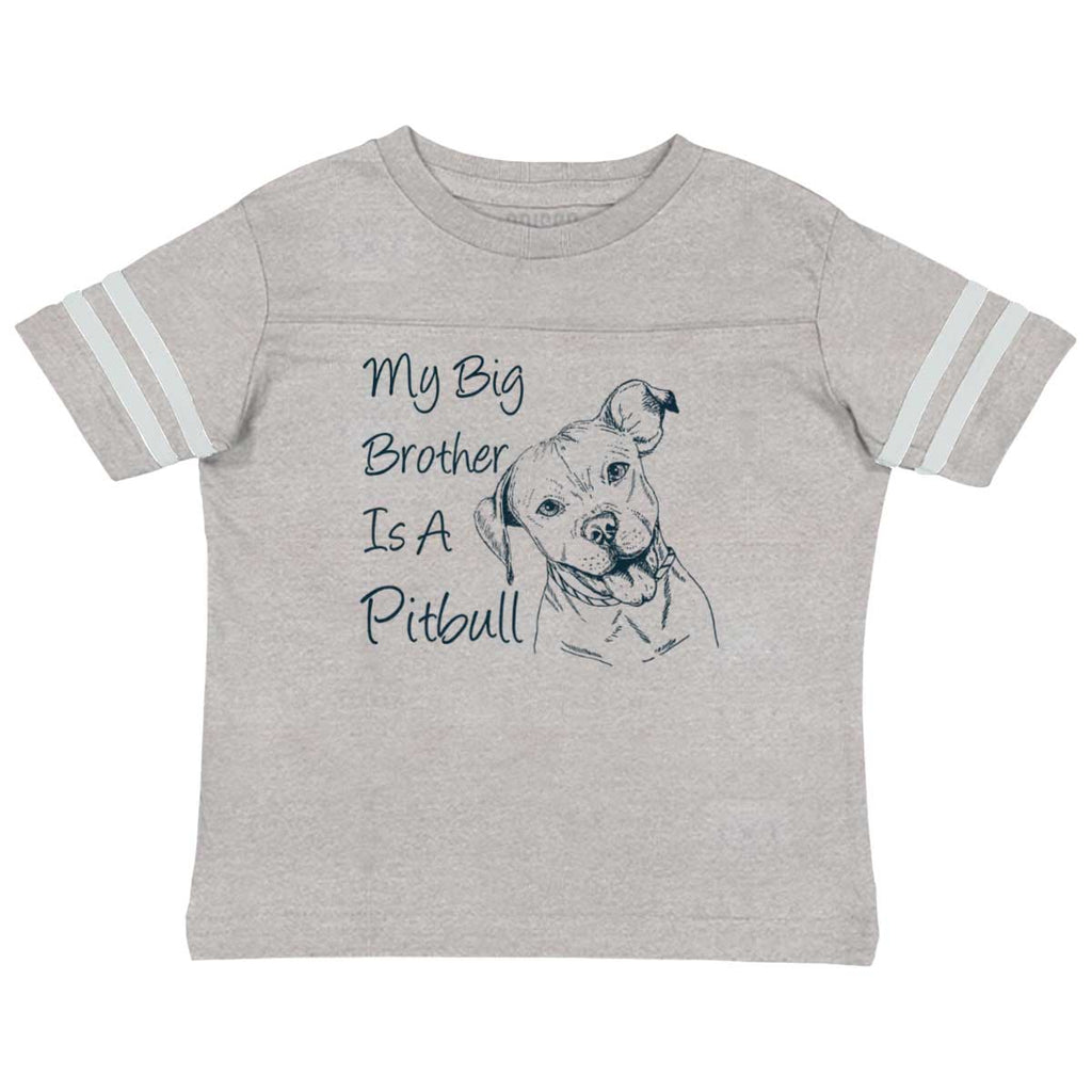 Brother is a Pitbull Toddler Football Jersey Tee-Direct To Garment Print-Brisco Baby