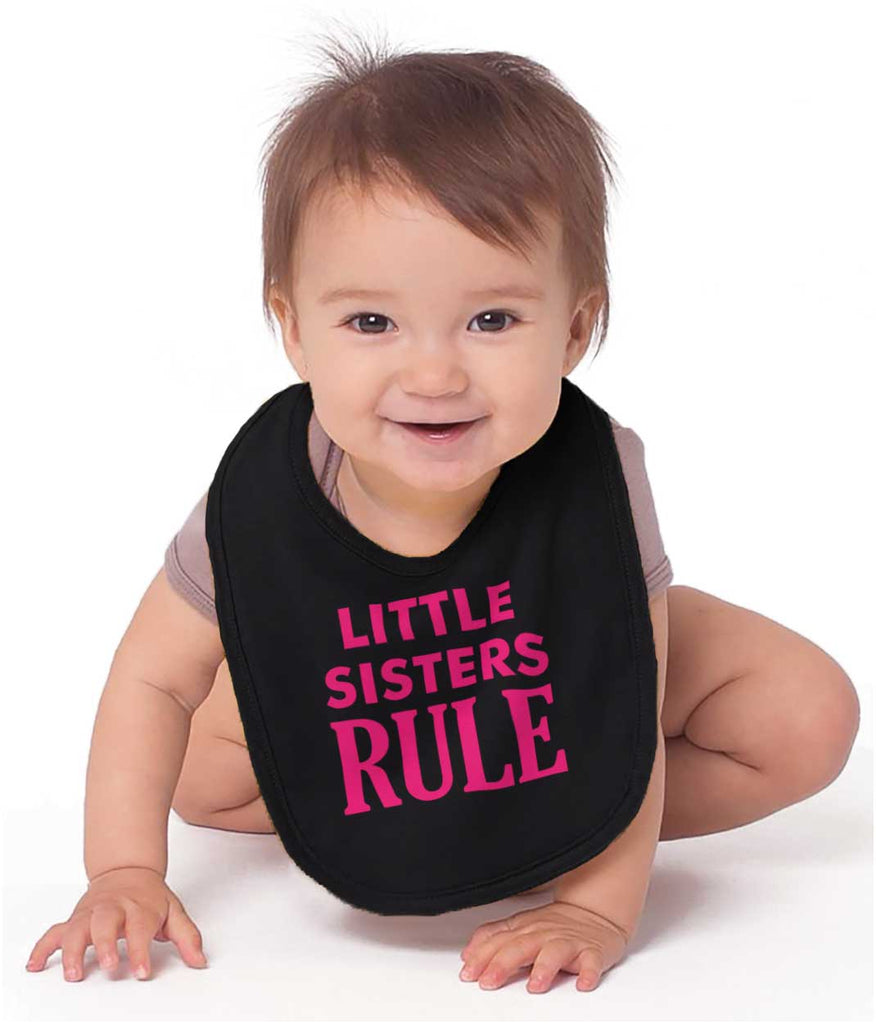 Little Sisters Rule Infant Baby Bib-Direct To Garment Print-Brisco Baby