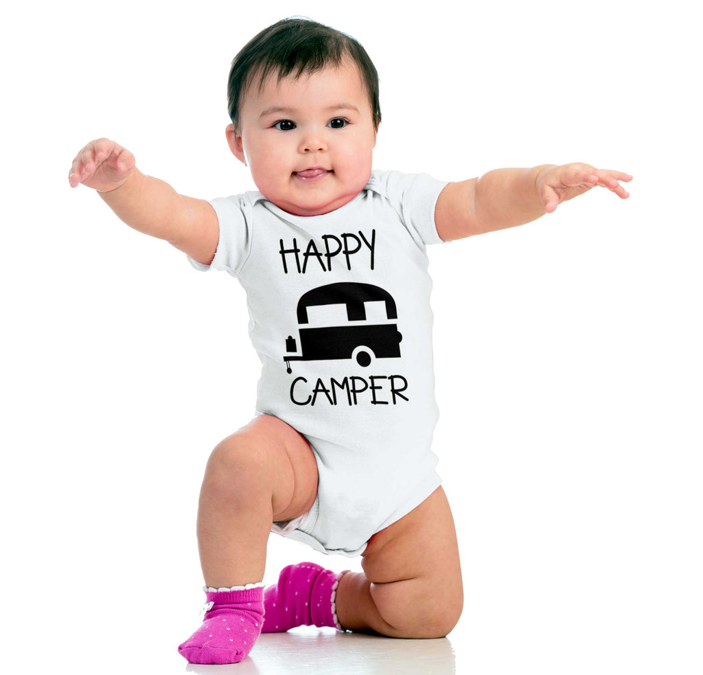 Happy Camper Romper Bodysuit-Direct To Garment Print-Brisco Baby