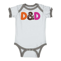 Dungeons Fantasy Tabletop Gamer Baby Ruffled Trim Romper-Direct To Garment Print-Brisco Baby