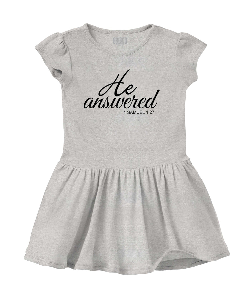 He Answered Solid Baby Infant Dress-Direct To Garment Print-Brisco Baby