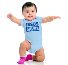 Jesus Saves Romper Bodysuit-Direct To Garment Print-Brisco Baby