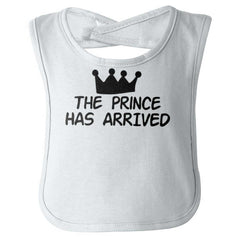 The Prince Has Arrived Infant Baby Bib-Direct To Garment Print-Brisco Baby