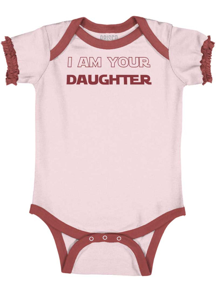 I Am Your Daughter Baby Ruffled Trim Romper-Direct To Garment Print-Brisco Baby