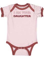 I Am Your Daughter Baby Ruffled Trim Romper-Direct To Garment Print-Brisco Baby