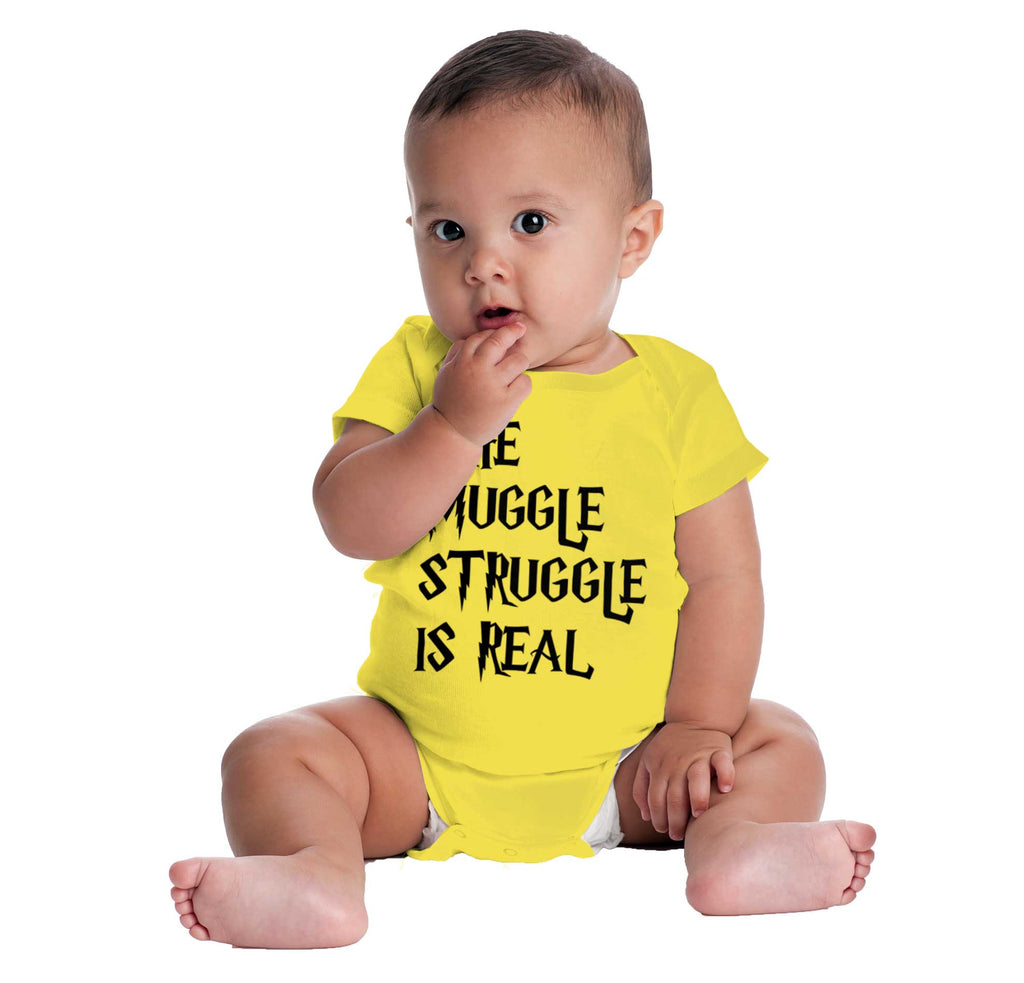 Muggle Struggle Is Real Romper Bodysuit-Direct To Garment Print-Brisco Baby