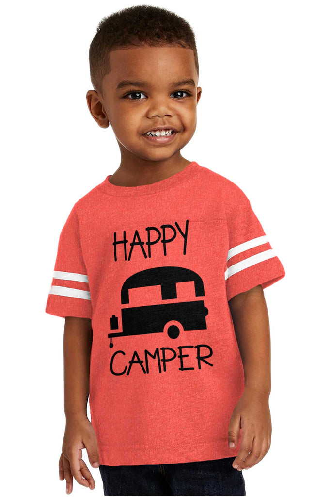 Happy Camper Toddler Football Jersey Tee-Direct To Garment Print-Brisco Baby