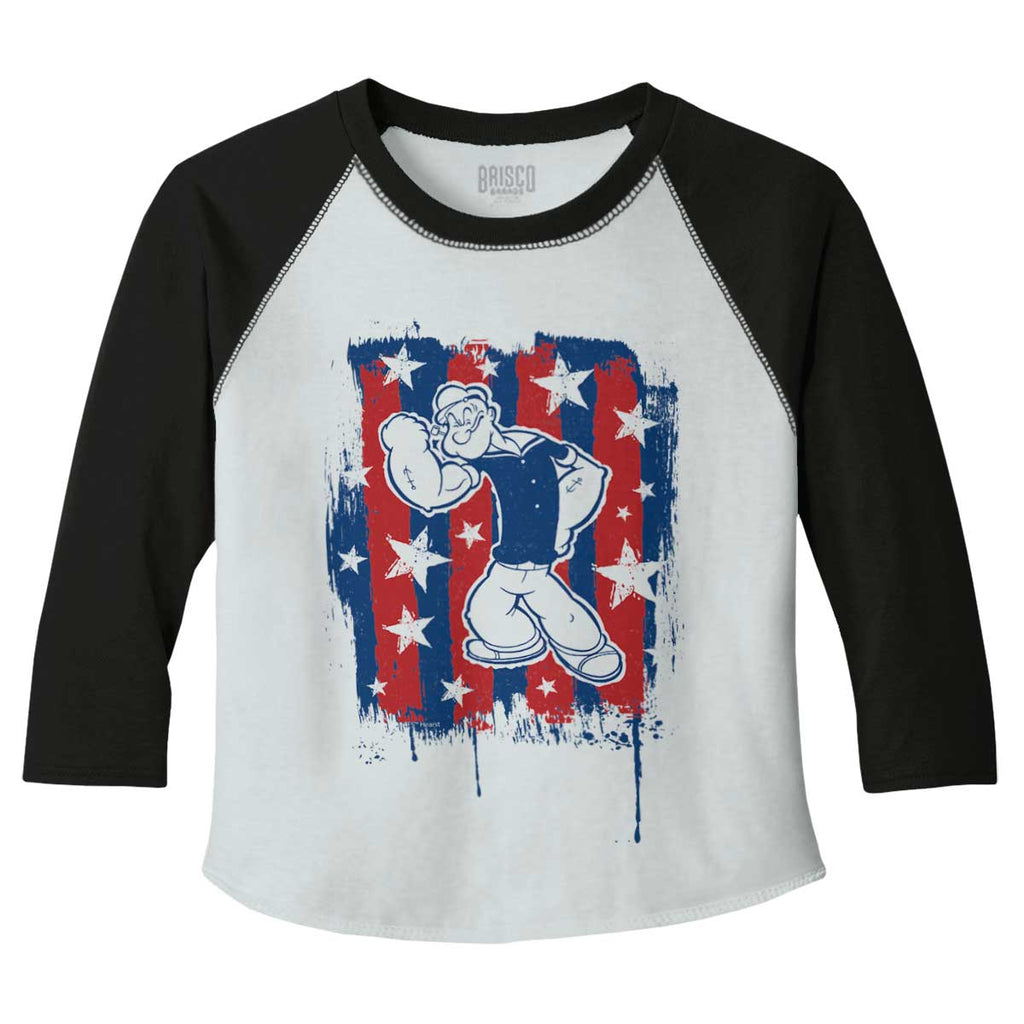 Stars Stripes Popeye Toddler Baseball-Direct To Garment Print-Brisco Baby