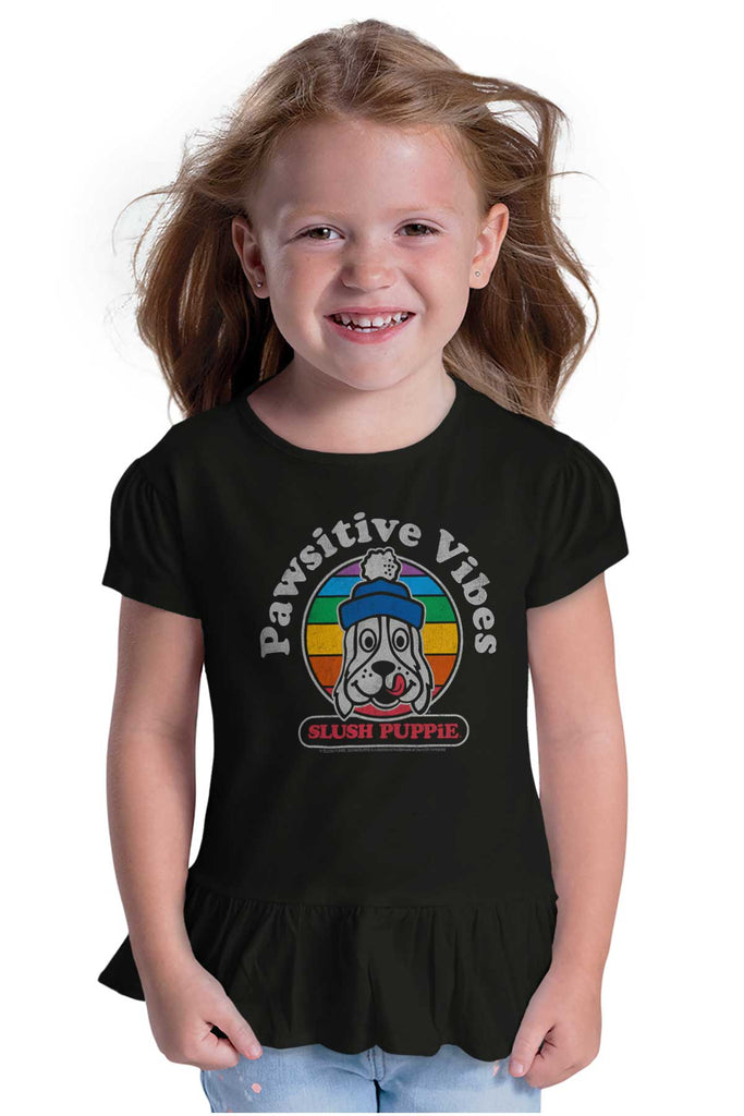 Pawsitive Vibes Toddler Ruffle Bottom Tee-Direct To Garment Print-Brisco Baby