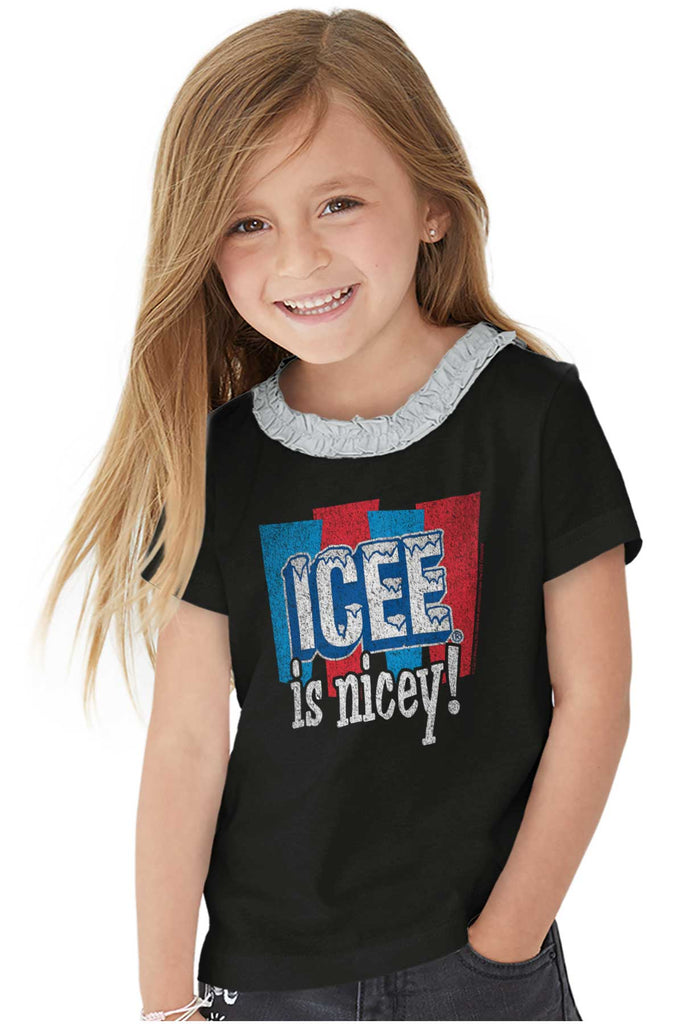Icee Is Nicey Toddler Ruffled Trim T-Shirt-Direct To Garment Print-Brisco Baby