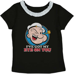 Got My Eye On You Toddler Ruffled Trim T-Shirt-Direct To Garment Print-Brisco Baby