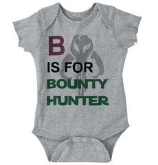B Is For Bounty Hunter Romper Bodysuit-Direct To Garment Print-Brisco Baby